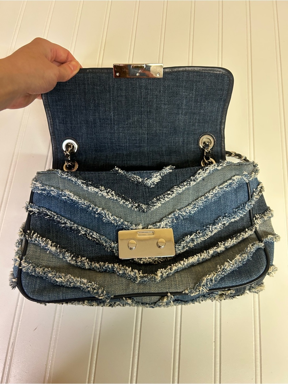 Michael Kors Small Denim Chevron Bag - Picture 11 of 11